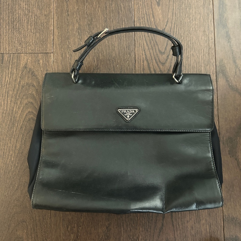 PRADA Nylon Leather top handle bag B5990